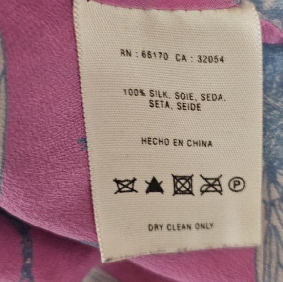 Leifnotes 100% Silk V Neck Pink Tank Top with Blue Bee Print Small Preowned - Picture 9 of 9